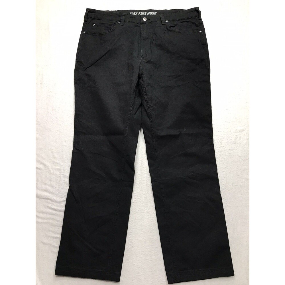 DULUTH Flex Fire Hose Pants Men 38x32 Black Stretch Canvas Work Jeans